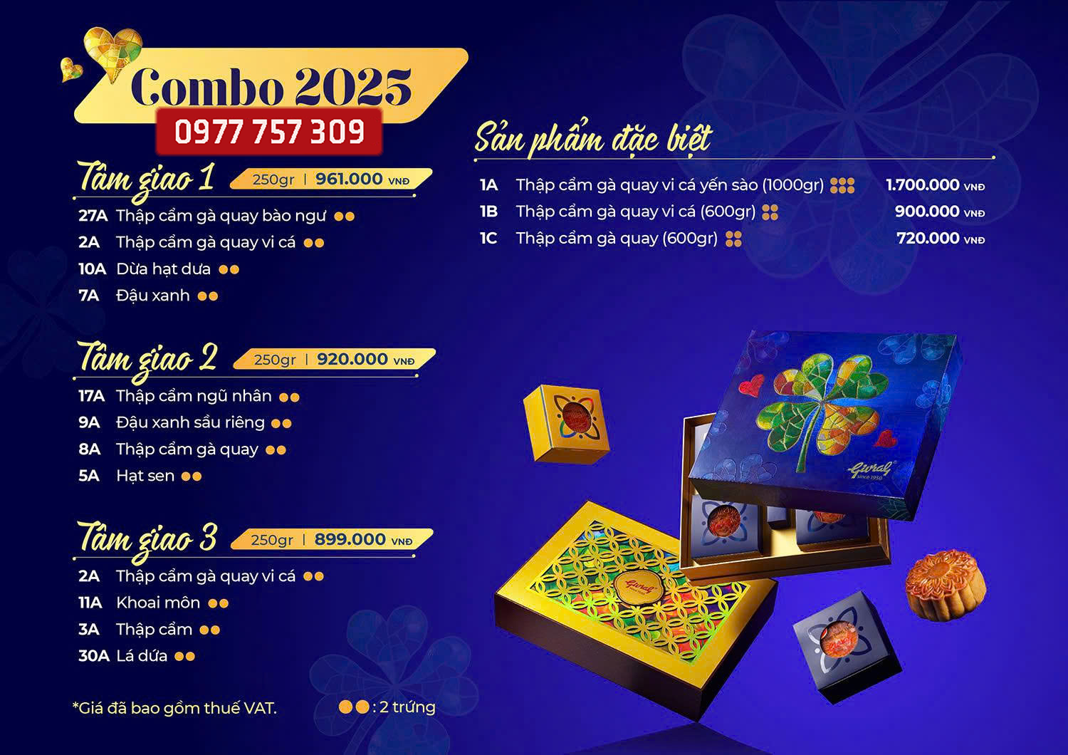 Bang gia combo banh trung thu givral 2025-2